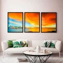 "Trio pôr do Sol" Conjunto de quadros decorativos