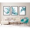 "Flores Transparentes - Azul Turquesa" Conjunto de quadros decorativos