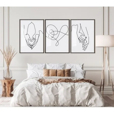"Trio casal minimalista" Conjunto de quadros decorativos