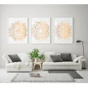 "Trio mandalas douradas branco II" Conjunto de quadros decorativos