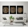 "Trio mandalas douradas preto II" Conjunto de quadros decorativos