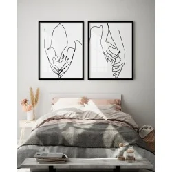 "Mãos Casal Minimalista" Conjunto de quadros decorativos