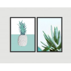 "Abacaxi verde" Conjunto de quadros decorativos