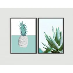 "Abacaxi verde" Conjunto de quadros decorativos