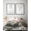 "Dupla moça de coque" Conjunto de quadros decorativos