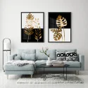 "Folhagens de ouro PeB" Conjunto de quadros decorativos