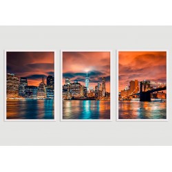 "Trio Manhattan - paisagens urbanas" Conjunto de quadros decorativos