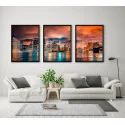 "Trio Manhattan - paisagens urbanas" Conjunto de quadros decorativos
