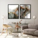 "Mármore liquido preto e branco II" Conjunto de quadros decorativos