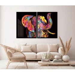 "Elefante pintura colorida" Conjunto de quadros decorativos