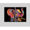 "Elefante pintura colorida" Conjunto de quadros decorativos