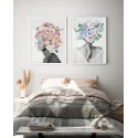 "Mulheres de flor" Conjunto de quadros decorativos