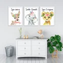 "Trio infantil Animais" Conjunto de quadros decorativos