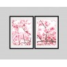 "Dupla cerejeira com bordas" Conjunto de quadros decorativos