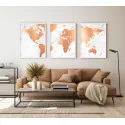 "Mapa rosê no mármore" Conjunto de quadros decorativos