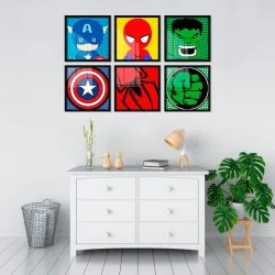 "Super Heróis II" Conjunto de Quadros de decoração