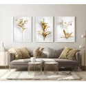 "Trio flores de ouro" Conjunto de quadros decorativos