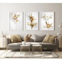 "Trio flores de ouro" Conjunto de quadros...