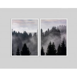 "Nevoeiro na floresta" Conjunto de quadros decorativos