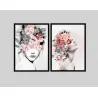 "Mulher - Cabeças de flor IIII" Conjunto de quadros decorativos