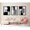 "Trio Preto e Branco Abstrato" Conjunto de quadros decorativos