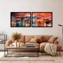"Dupla horizontal Manhattan" Conjunto de quadros decorativos