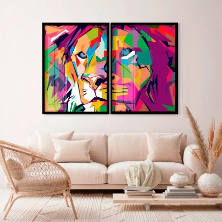 "Leão de Judá horizontal" Conjunto de quadros decorativos