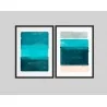 "Abstrato azul aquarela" Conjunto de quadros decorativos