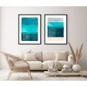 "Abstrato azul aquarela" Conjunto de quadros decorativos