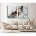 "Mármore liquido preto e branco" Conjunto de quadros decorativos