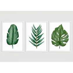 "Trio folhas" Conjunto de quadros decorativos