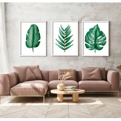 "Trio folhas verdes" Conjunto de quadros...