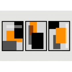 "Trio abstrato tons de laranja" Conjunto de quadros decorativos