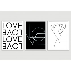 "Trio Love" Conjunto de quadros decorativos