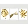 "Folhas douradas fundo branco" Conjunto de quadros decorativos