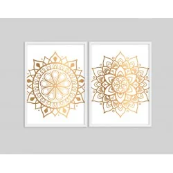 "Dupla Mandalas Branco II" Conjunto de quadros decorativos