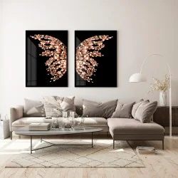 "Quadros borboleta Rosê gold" Conjunto de quadros decorativos