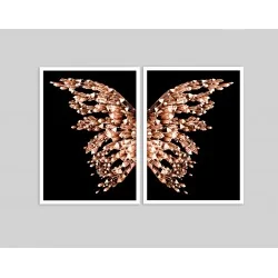 "Quadros borboleta Rosê gold" Conjunto de quadros decorativos