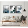 "Trio azul abstrato" Conjunto de quadros decorativos