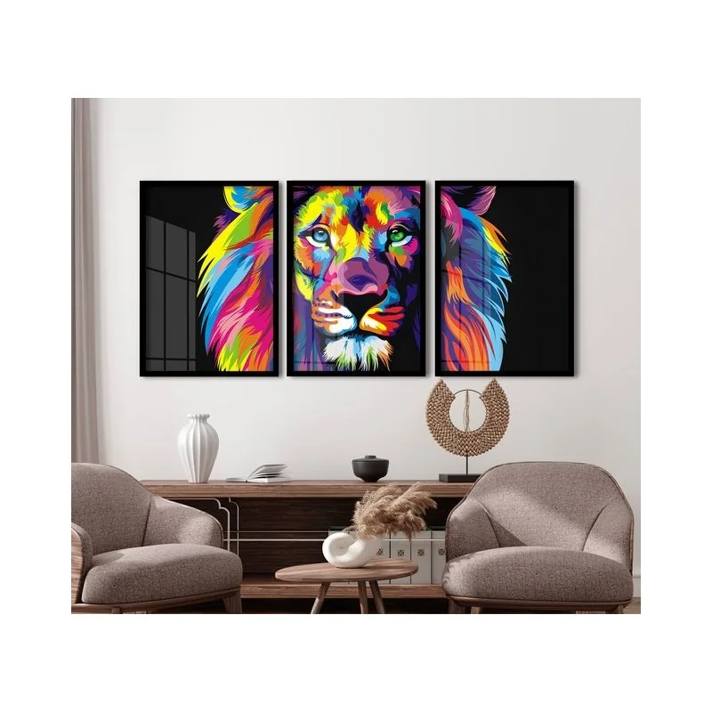 "Trio leão de Judá" Conjunto de quadros decorativos