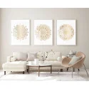 "Trio mandalas douradas branco" Conjunto de quadros decorativos