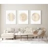 "Trio mandalas douradas branco" Conjunto de quadros decorativos