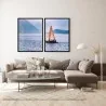 "Barco no lago" Conjunto de quadros decorativos