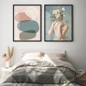 "Cabeça de flor - tons suaves" Conjunto de quadros decorativos