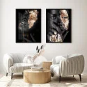 "Dupla mulher negra dourado II" Conjunto de quadros decorativos