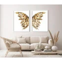 "Quadros Borboleta dourada branco" Conjunto de quadros decorativos