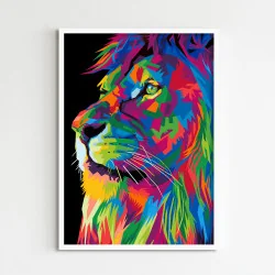 "Leão Colorido" Quadro de decoração
