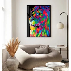 "Leão Colorido" Quadro de decoração