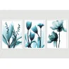 "Flores raio x Azul" Conjunto de quadros decorativos
