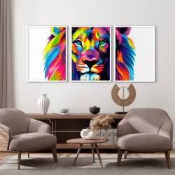"Trio leão de Judá branco" Conjunto de quadros...